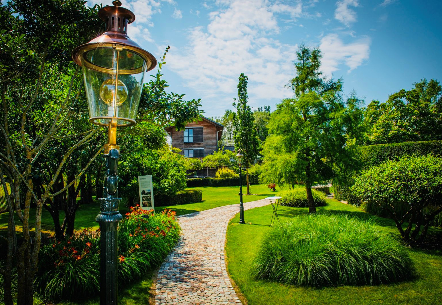 Geformte Bäume in einem Garten